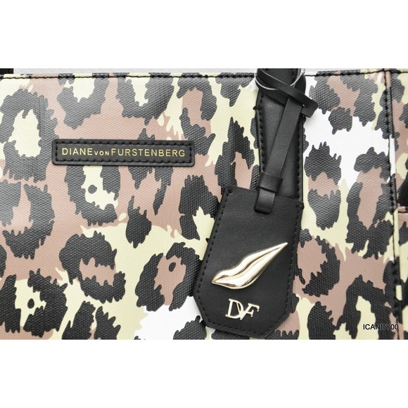 Diane Von Furstenberg Ready To Go Pocket Tote Shopper Bag Leopard Nwt $195 - Picture 2 of 7